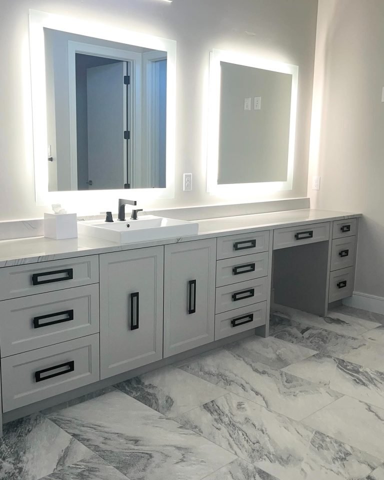 Clear bathroom counters after a professional organizing session
