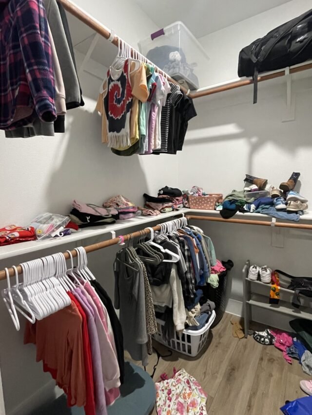 Before: the kids' closet as we found it