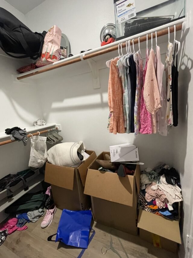 Before: the kids' closet as we found it
