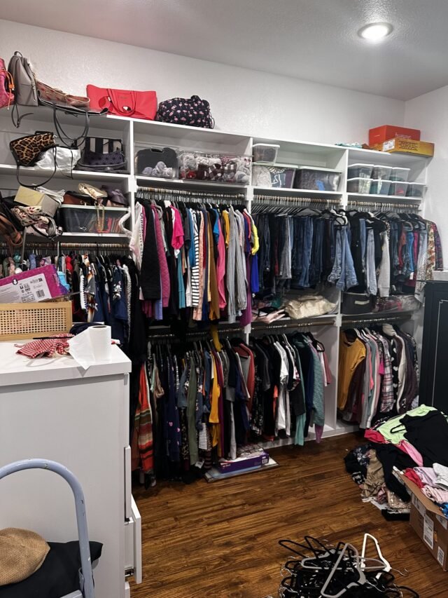Before: the primary closet as we found it