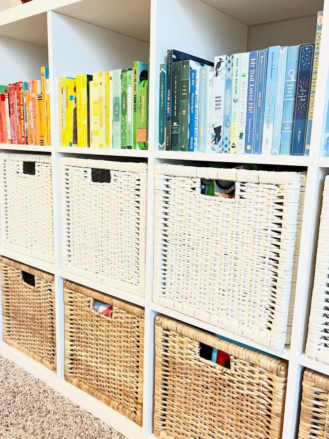 Playroom organized with labeled bins sized for young children in McKinney